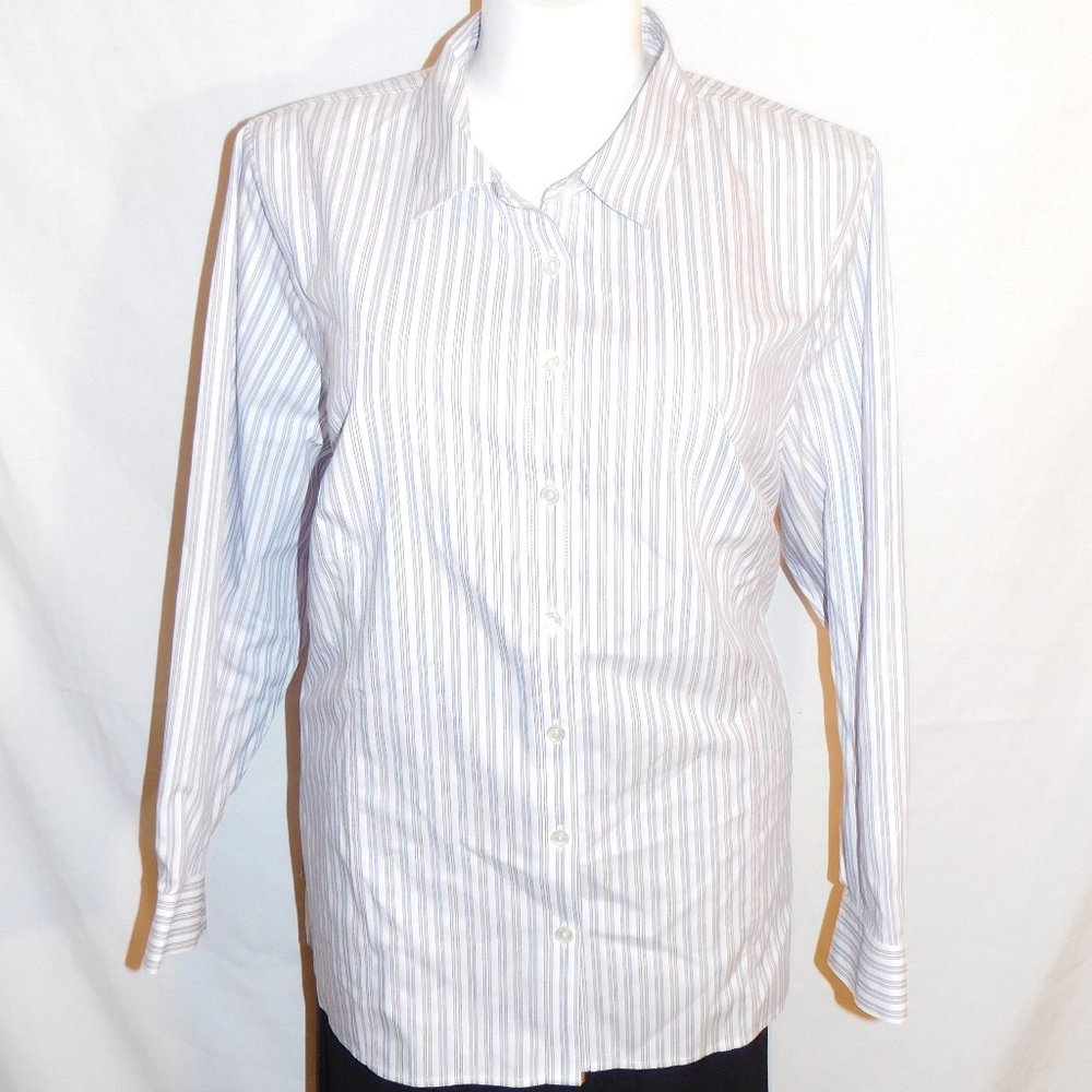 2X Catherines White Blue Purple Stripe Top NWT